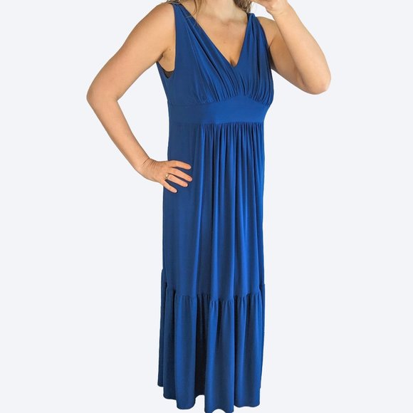 NWT Tiana B Royal Blue Sleeveless Maxi Dress with Ruffle, XL - Picture 2 of 13